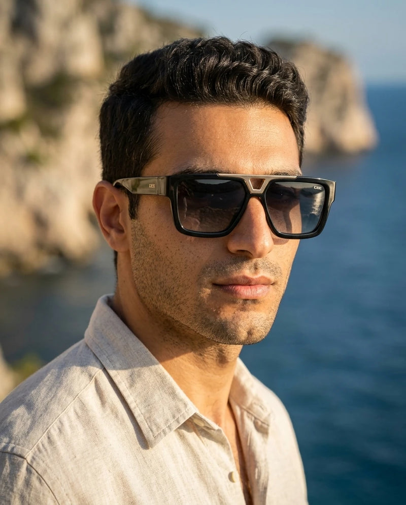 Man wearing IDEE polarised sunglasses