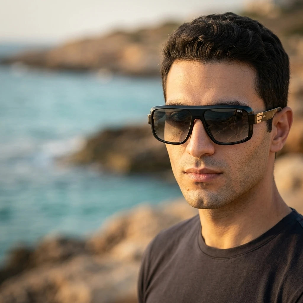 Square Sunglasses — On Model - Sunglasses Portrait | Generated by Modelize